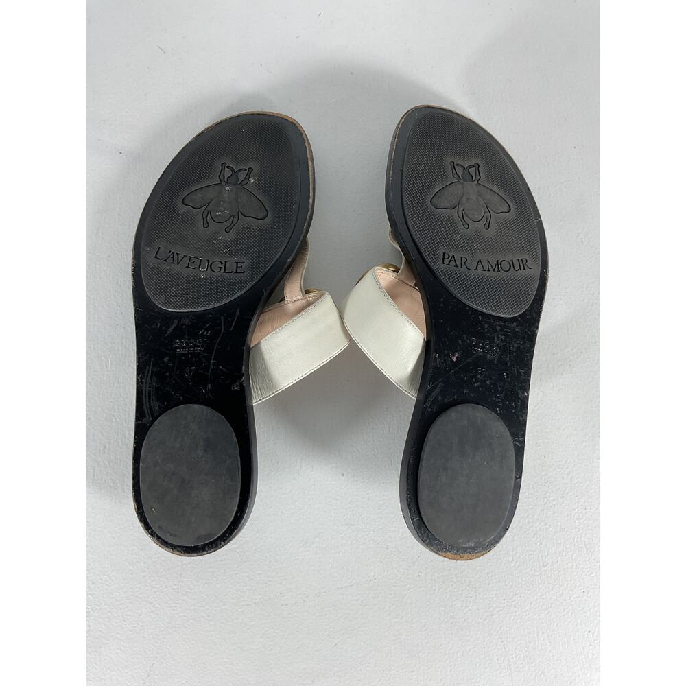 Gucci 'Marmont' Black Leather Thong Sandals Size 7 - Picture 11 of 12